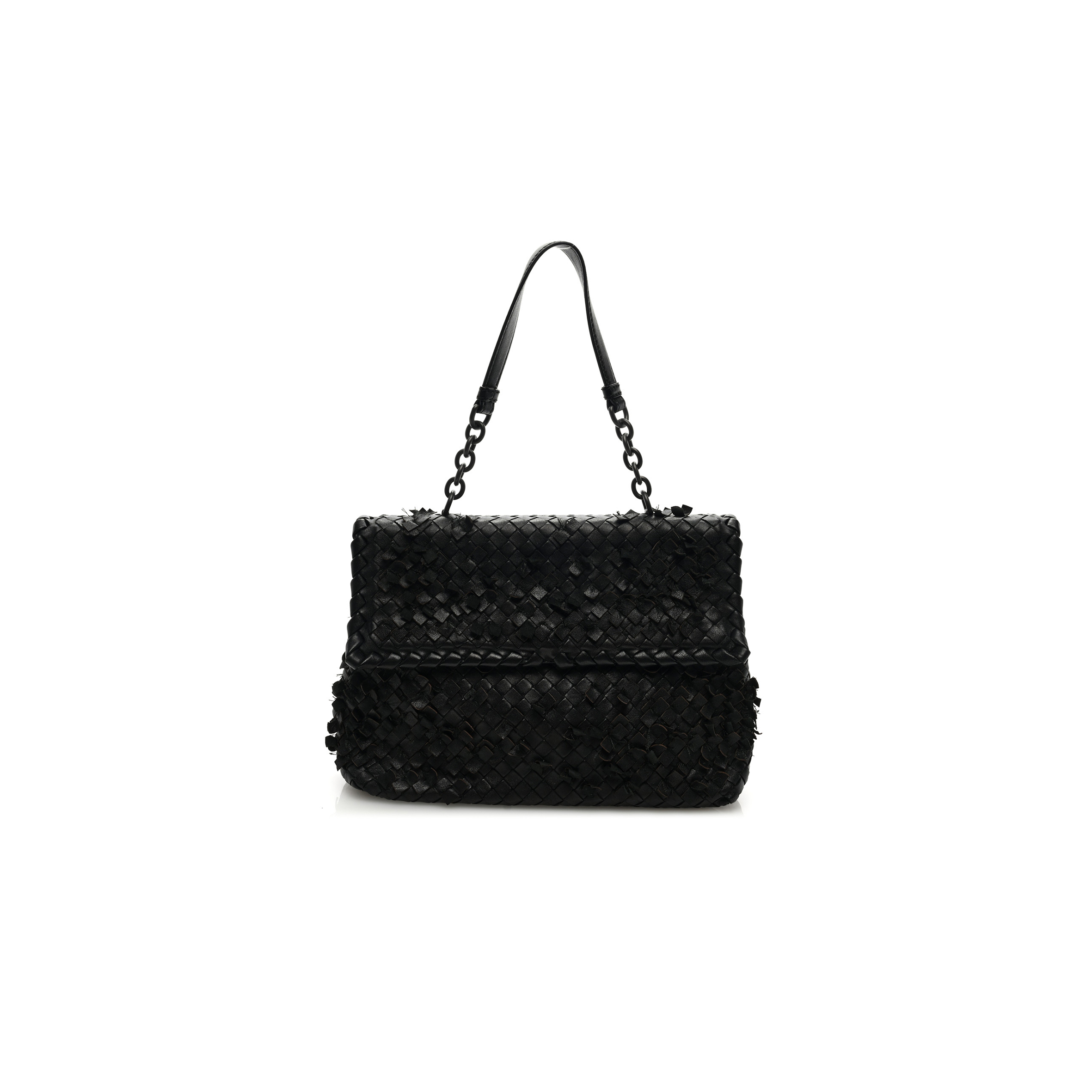 bo*te*ga Ve*ne*ta nappa intrecciato fringe flap black (28*20*10cm)